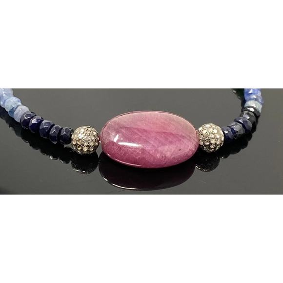 Natural Ruby, Emerald and Sapphire Pave Diamond Bracelet - Picture 3 of 9